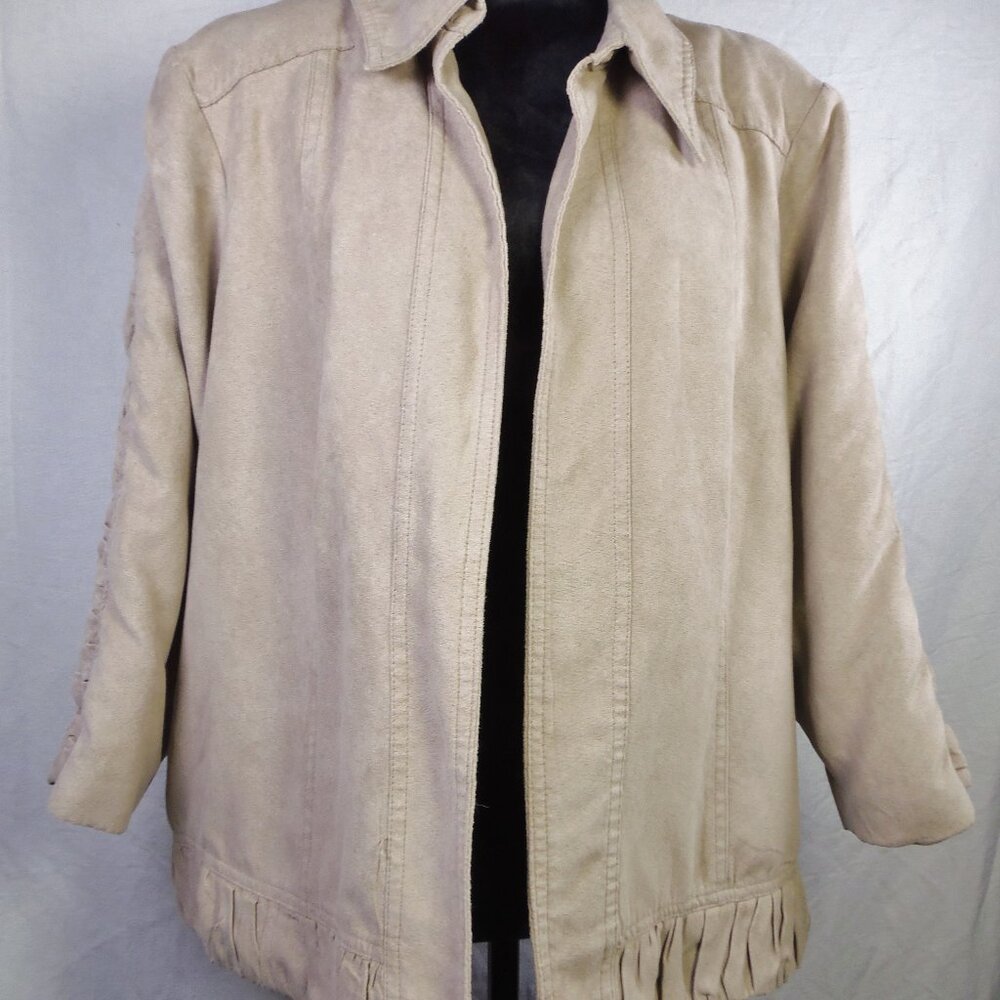 CJ Banks FAUX Suede 3/4 Sleeve Open Front Jacket 1XL